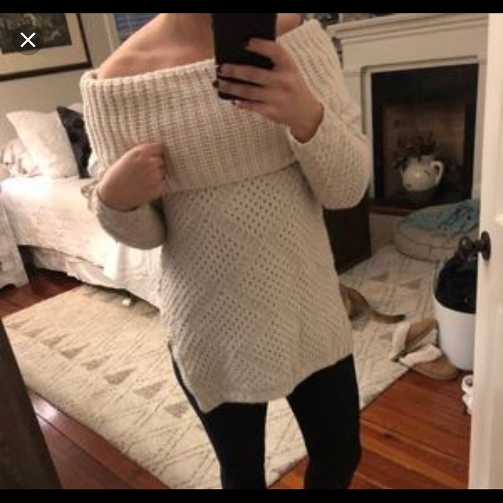 Chunky off the shoulder or cow neck sweater